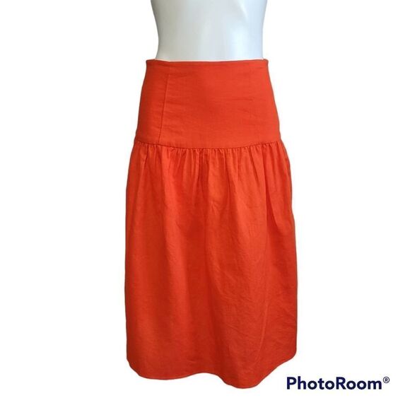 Corey Lynn Calter 100% linen poppy red skirt - Picture 1 of 5